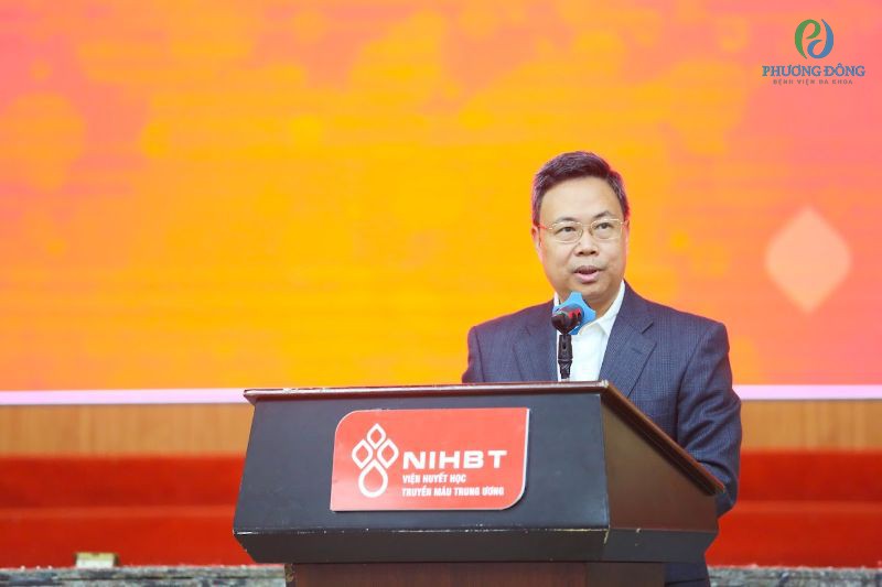 PGS.TS. Nguyễn Hà Thanh, Viện trưởng Viện Huyết học – Truyền máu TW phát biểu tại hội nghị