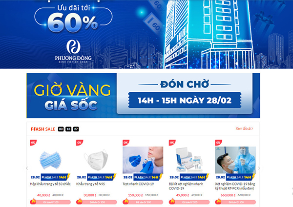 Giao diện chính của cổng y tế số online.benhvienphuongdong.vn