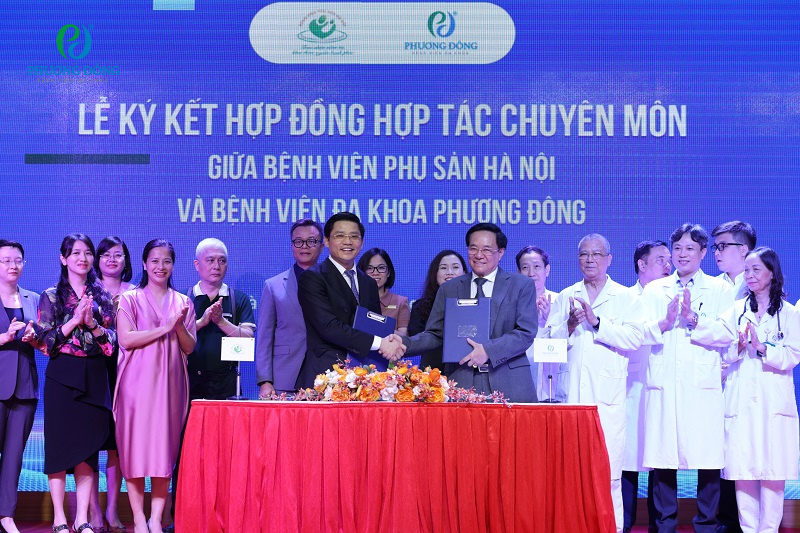 Lễ ký kết giữa Bệnh viện Phụ sản Hà Nội và Bệnh viện Đa khoa Phương Đông diễn ra thành công tốt đẹp.