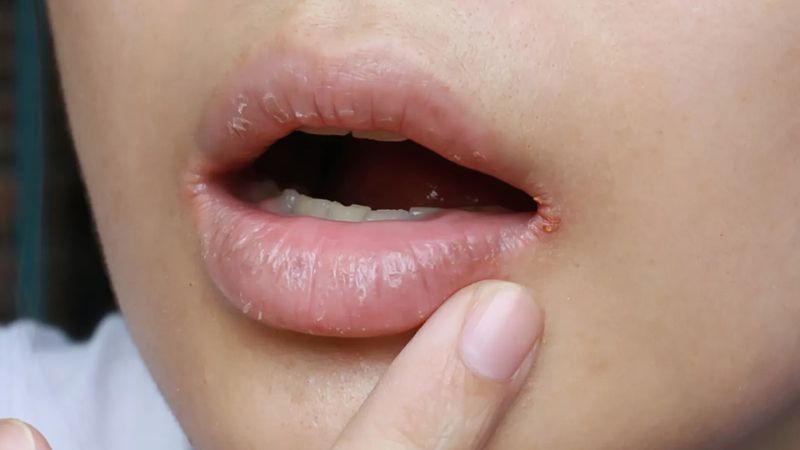 Người bệnh thường bị nứt nẻ ở khoé miệng, miệng khô khốc