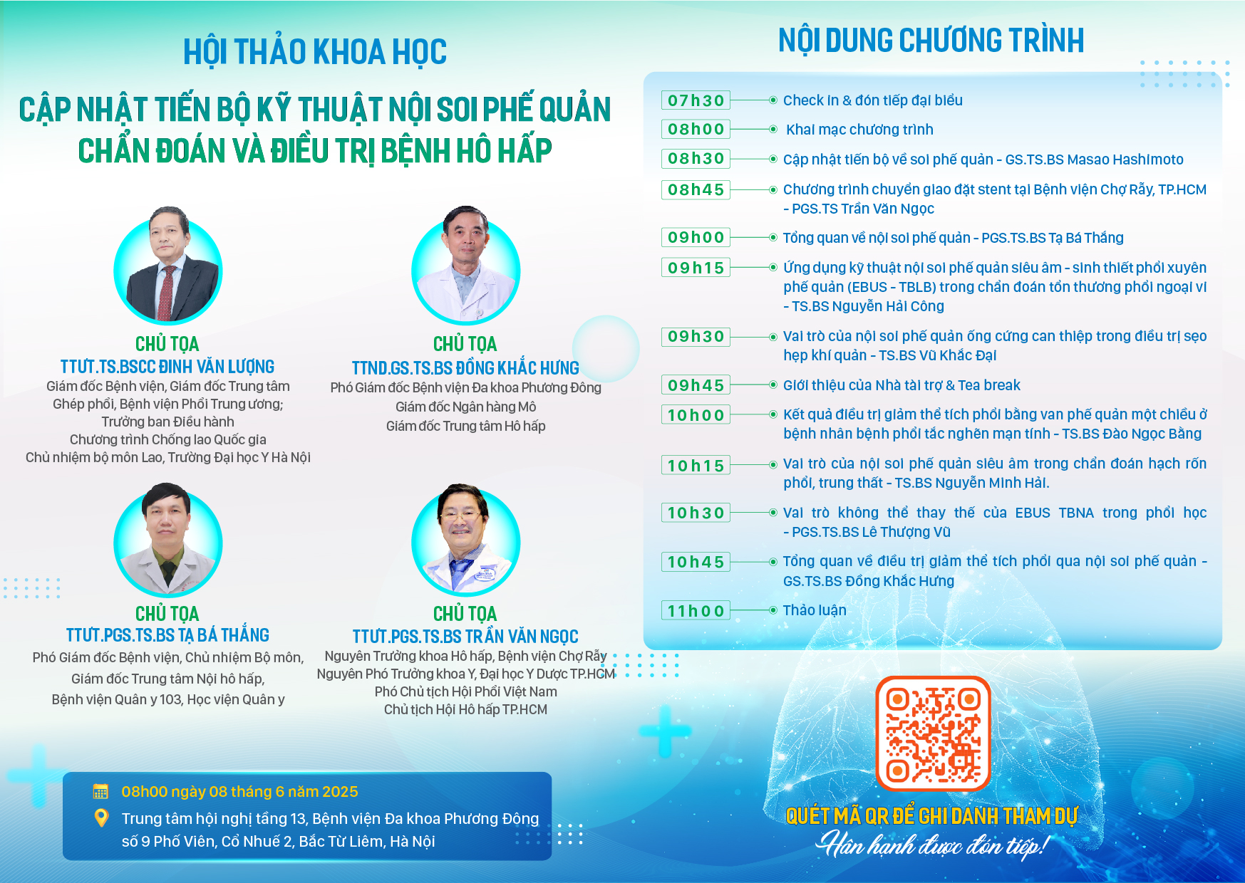 Thư mời đăng ký tham dự hội thảo khoa học: Cập nhật tiến bộ kỹ thuật nội soi phế quản chẩn đoán và điều trị bệnh hô hấp