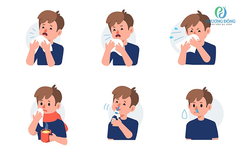 Viêm đường hô hấp gây đau rát họng, ho khan, khô miệng.
