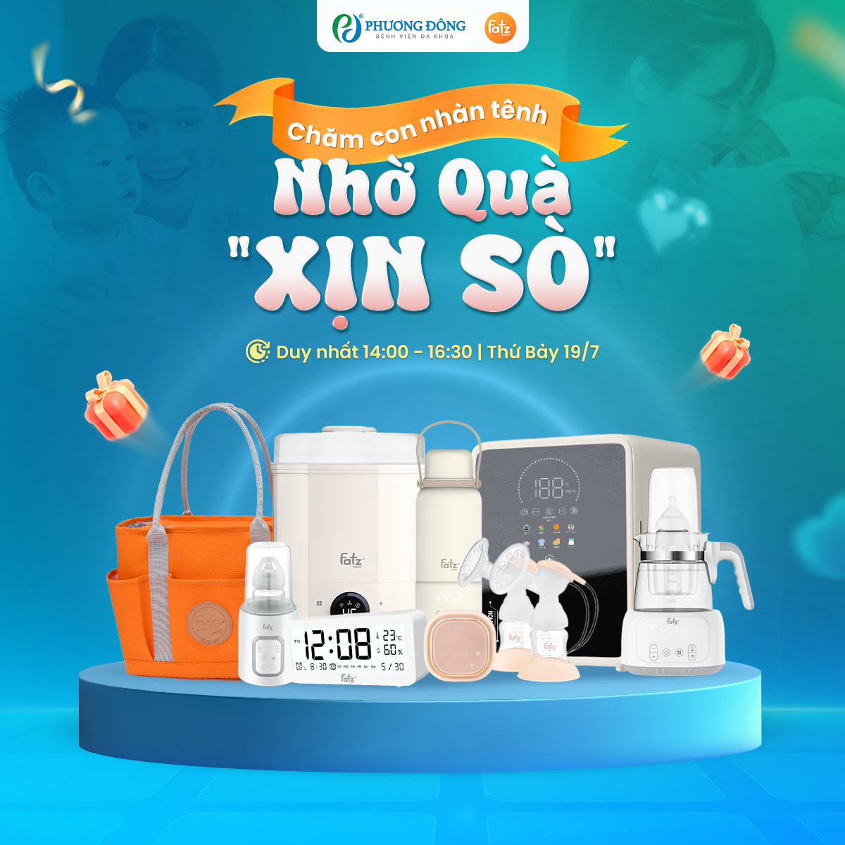 Chăm con nhàn tênh – Nhờ quà “xịn sò” từ Fatzbaby tại hội thảo thai sản Phương Đông tháng 7 