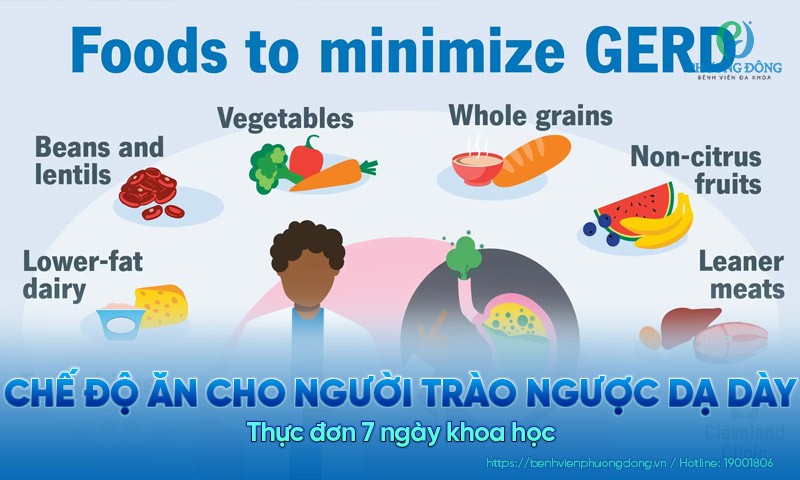Chế độ ăn cho người trào ngược dạ dày: Thực đơn 7 ngày khoa học