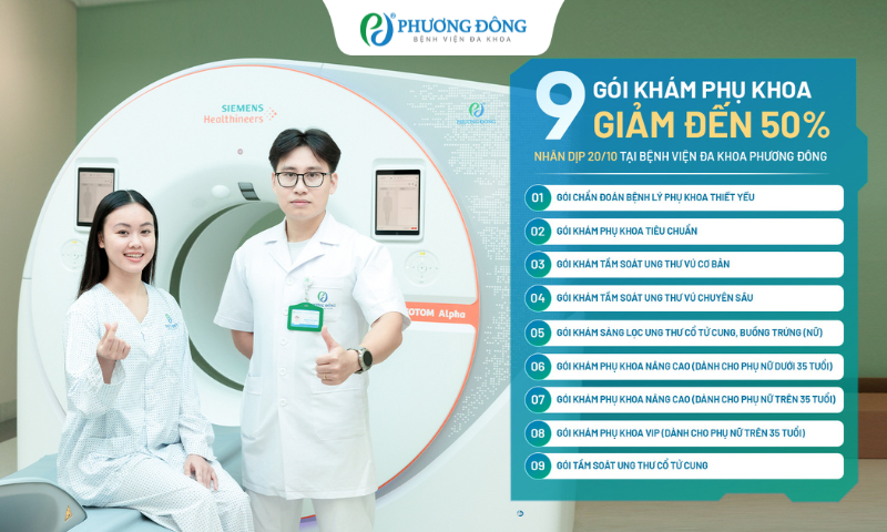 9 gói khám phụ khoa, tầm soát ung thư với ưu đãi đến 50% dịp 20/10 tại BVĐK Phương Đông