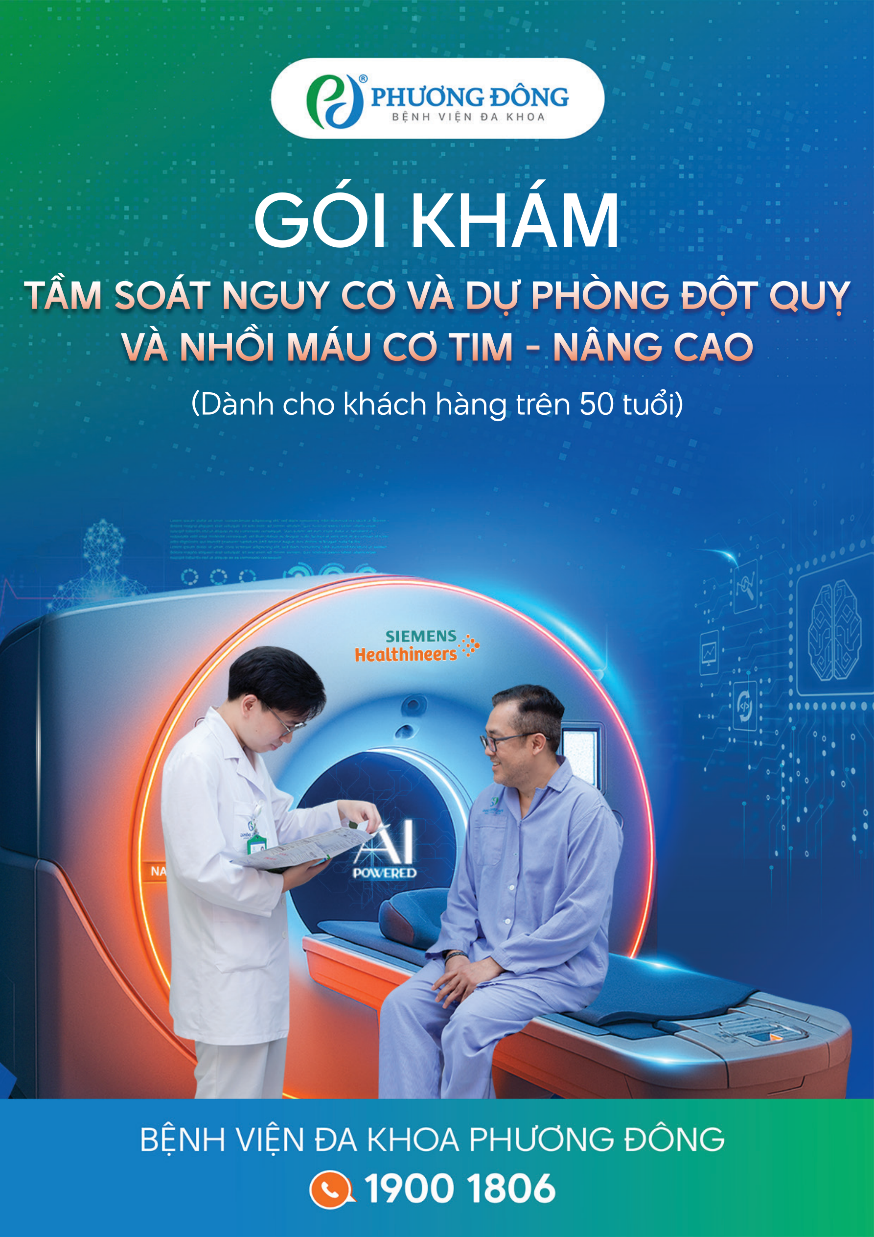 Gói khám tầm soát nguy cơ và dự phòng đột quỵ, nhồi máu cơ tim nâng cao cho KH trên 50 tuổi