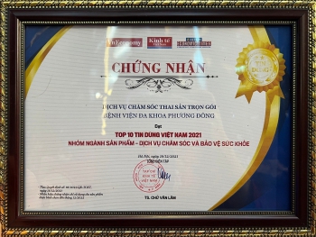 Chứng nhận Dịch vụ chăm sóc thai sản trọn gói đạt top 10 tin dùng Việt Nam 2021
