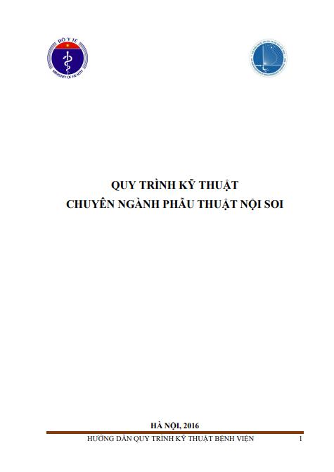 Hướng dẫn quy trình Phẫu thuật Nội soi (Phần 1) (QĐ 7708/QĐ-BYT 30/12/2016)