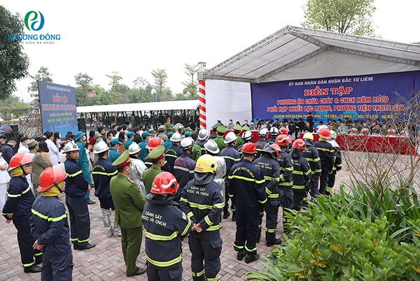 Diễn tập phương án chữa cháy và cứu nạn cứu hộ tại Bệnh viện Đa khoa Phương Đông 1