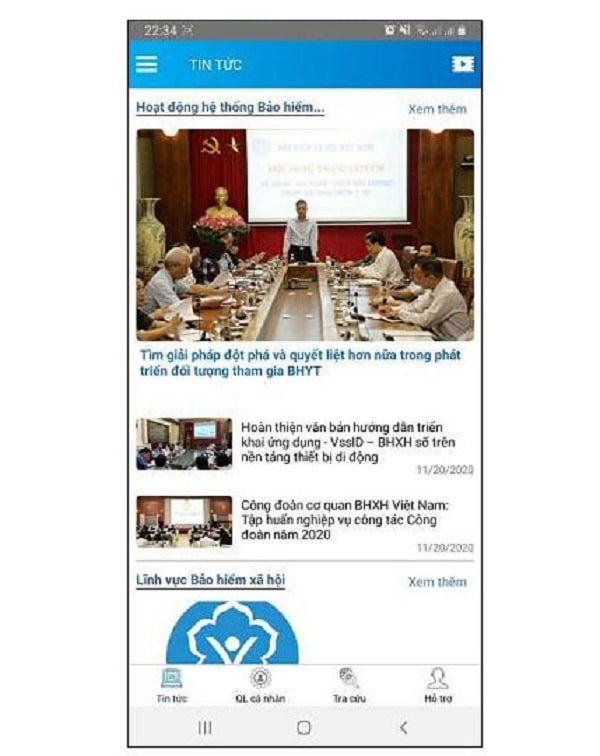 Mục “Tin tức” trên ứng dụng VssID.