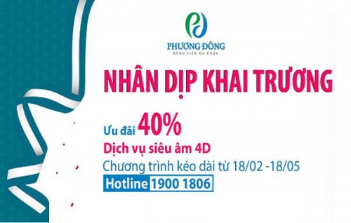 ƯU ĐÃI 40% SIÊU ÂM 4D NHÂN DỊP KHAI TRƯƠNG BỆNH VIỆN